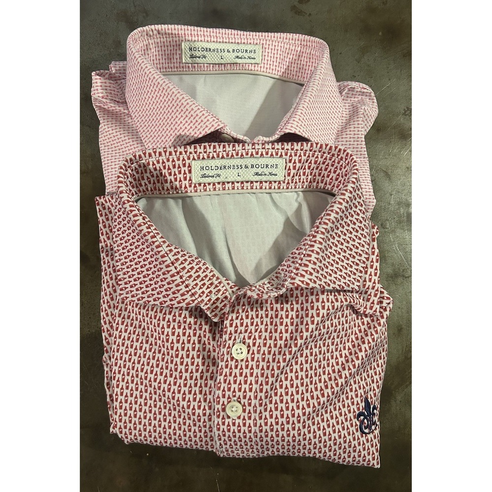 Holderness & Bourne Golf Polo Shirt (2) Mens Sz Large Tailored Fit AOP